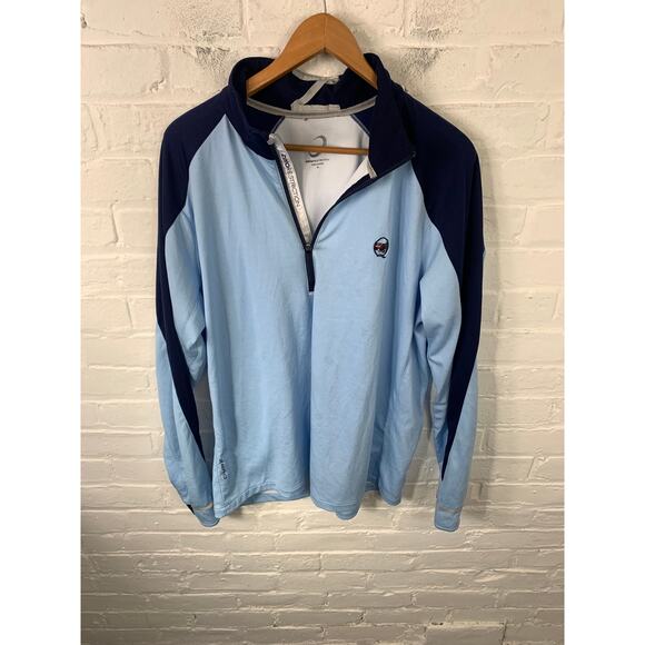 Zero Restriction Men's 1/4 Zip Colorblock Pullover Sweater Long Sleeve Blue XL - Picture 1 of 5
